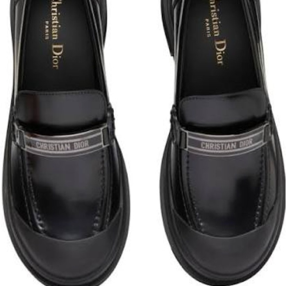 💎Authentic 💎Brand 🆕 Black Patent Leather Logo Bar Loafers